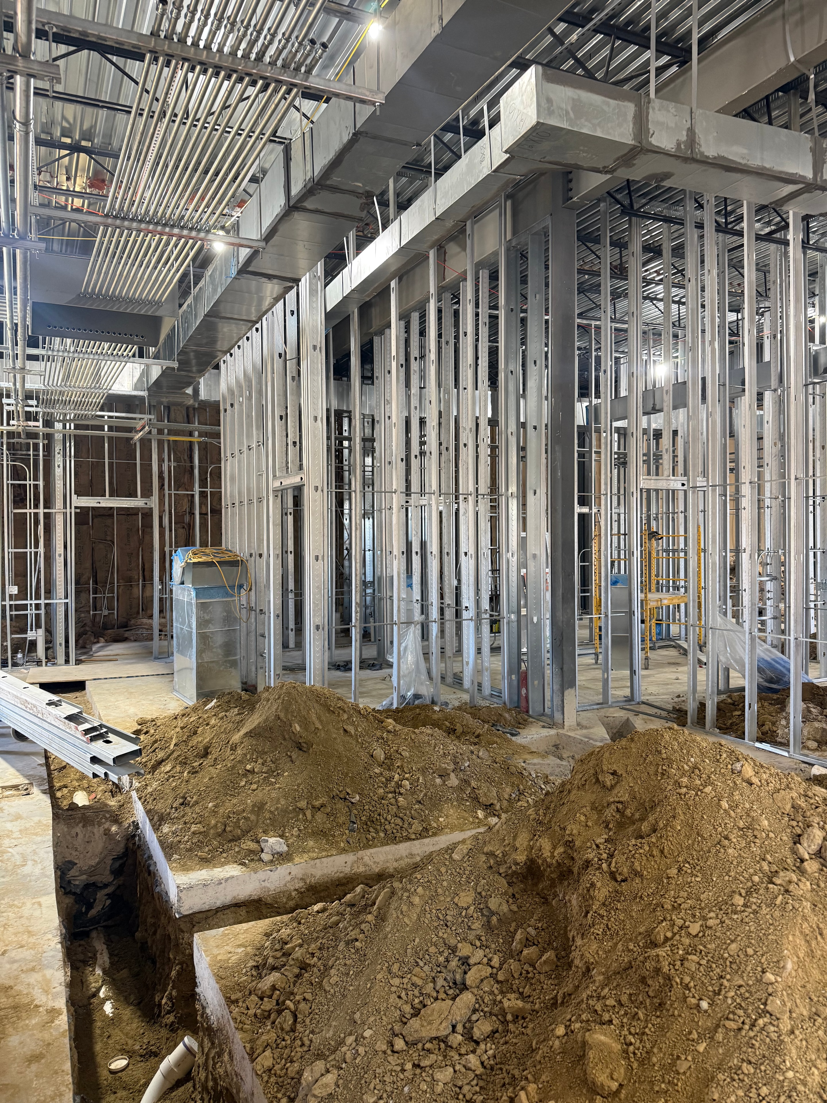Laredo hospital addition — electrical conduit and raceway installation in progress